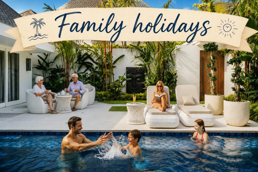 Family holidays image with banner
